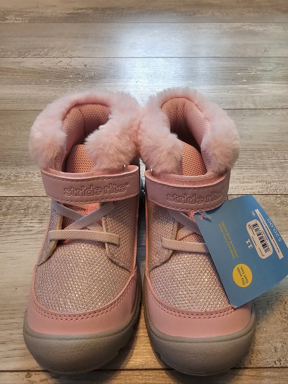 Stride Rite Pink Sparkle Fur-Trim Kids Boots
